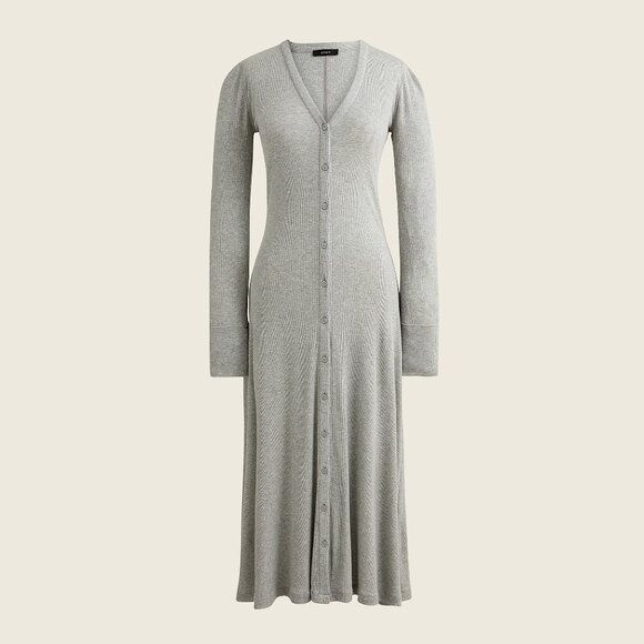 J.Crew Ribbed Button-Front knit Dress - Grey - size S - NWOT - Picture 1 of 5